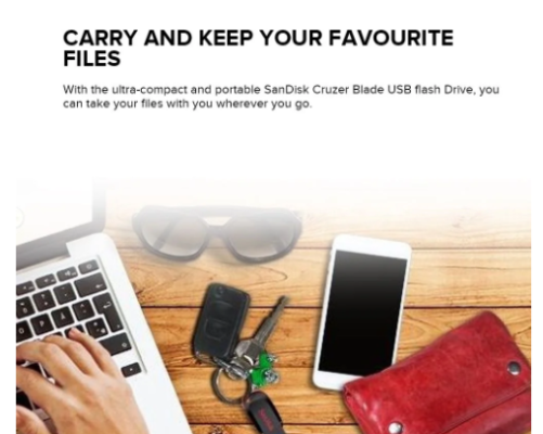 SANDISK - 32GB USB FLASH DRIVE CRUZER BLADE