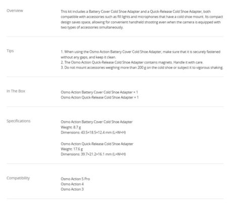 Osmo Action Cold Shoe Expansion Kit