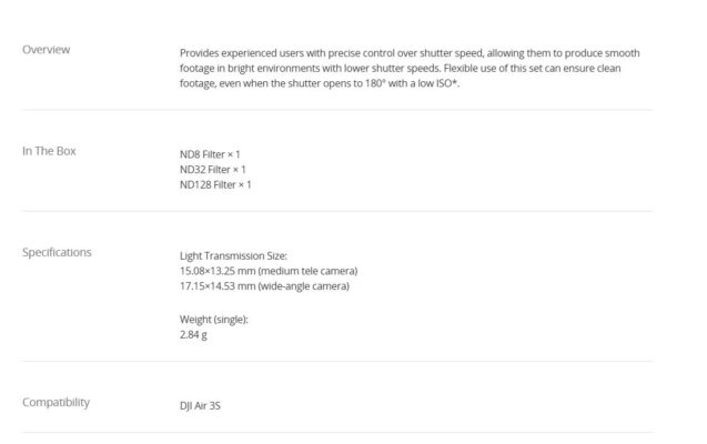 DJI Air 3S ND Filter Set (ND8/32/128)