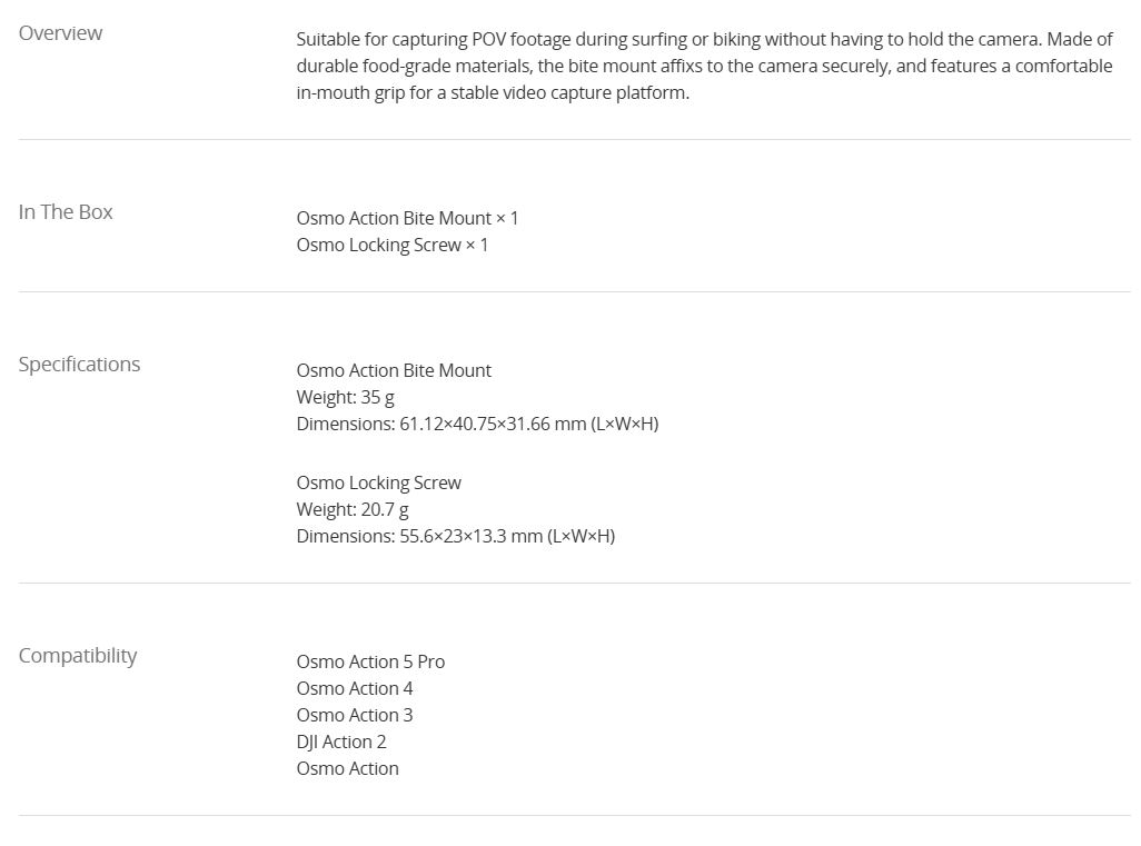 Osmo Action Bite Mount
