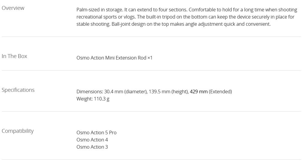 Osmo Action Mini Extension Rod
