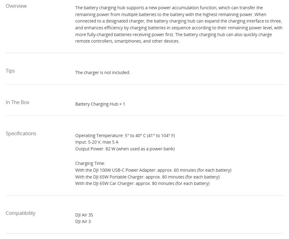 DJI Air 3 Series Battery Charging Hub
