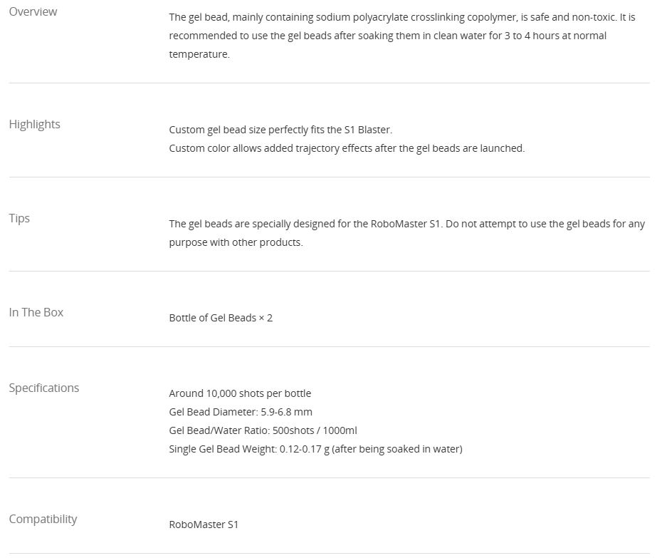 RoboMaster S1 Gel Beads
