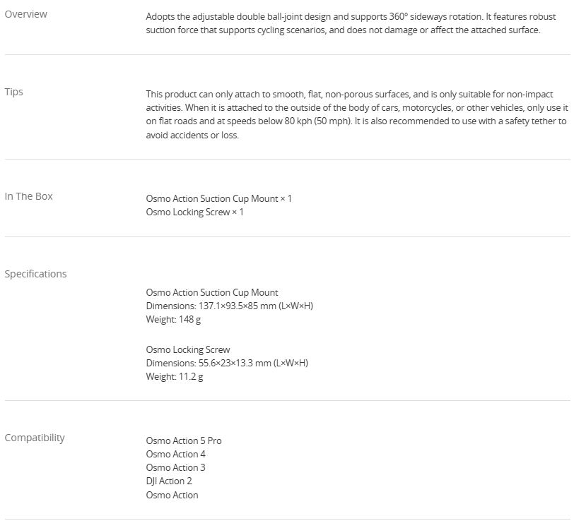 Osmo Action Suction Cup Mount