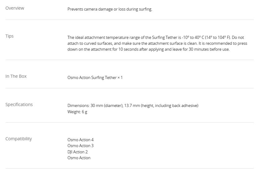 Osmo Action Surfing Tether
