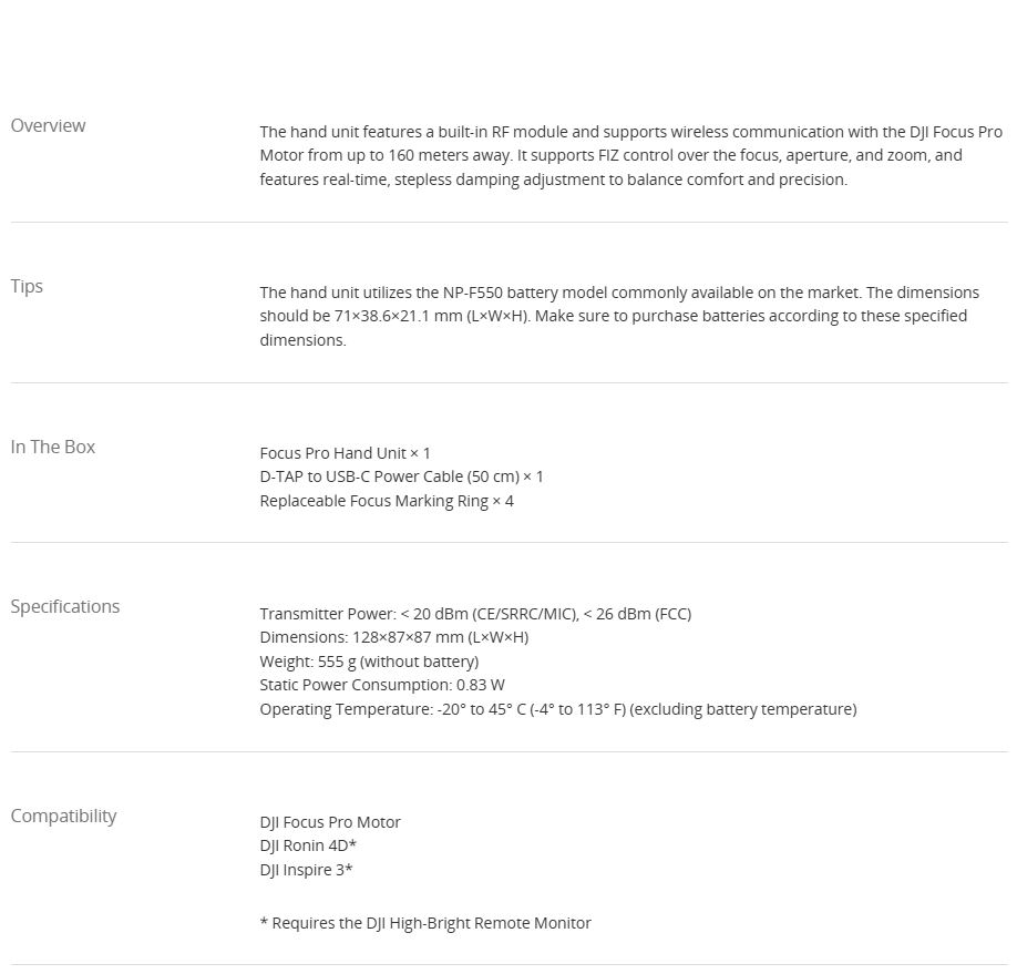 DJI Focus Pro Hand Unit