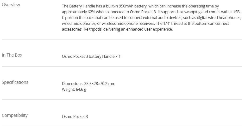Osmo Pocket 3 Battery Handle