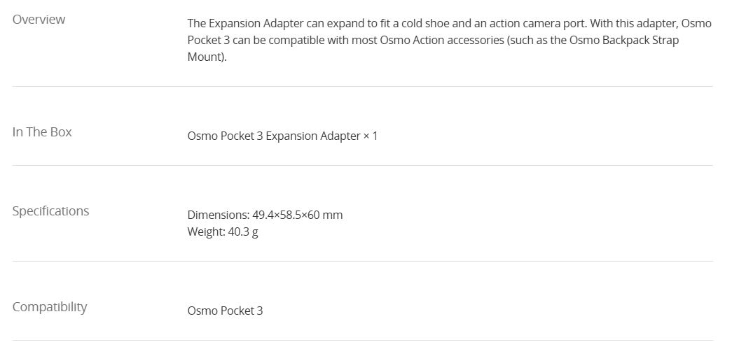 Osmo Pocket 3 Expansion Adapter