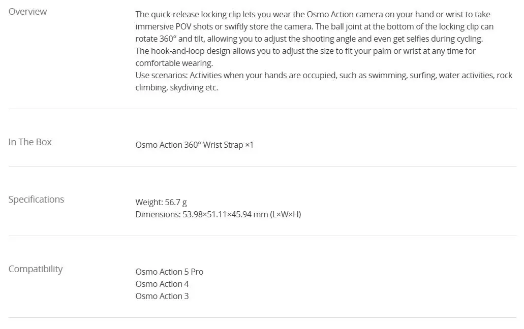 Osmo Action 360° Wrist Strap