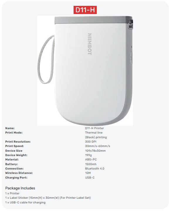 Niimbot Labeler D11