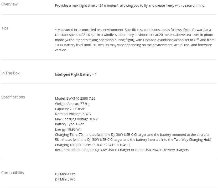 DJI Mini 4 Pro Intelligent Flight Battery