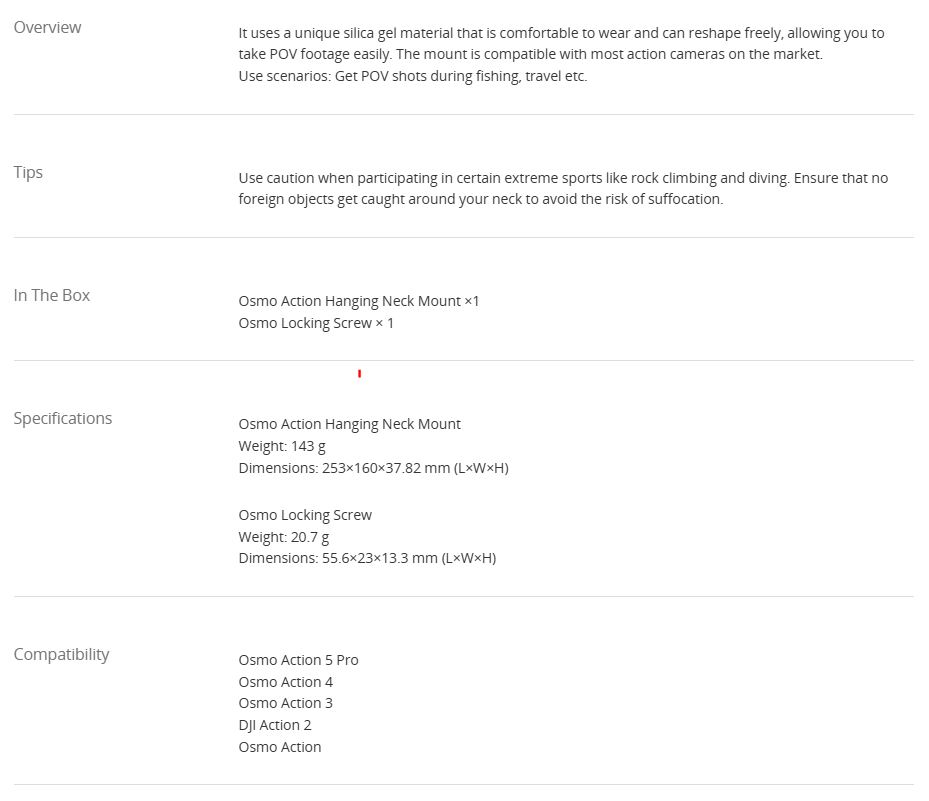 Osmo Action Hanging Neck Mount
