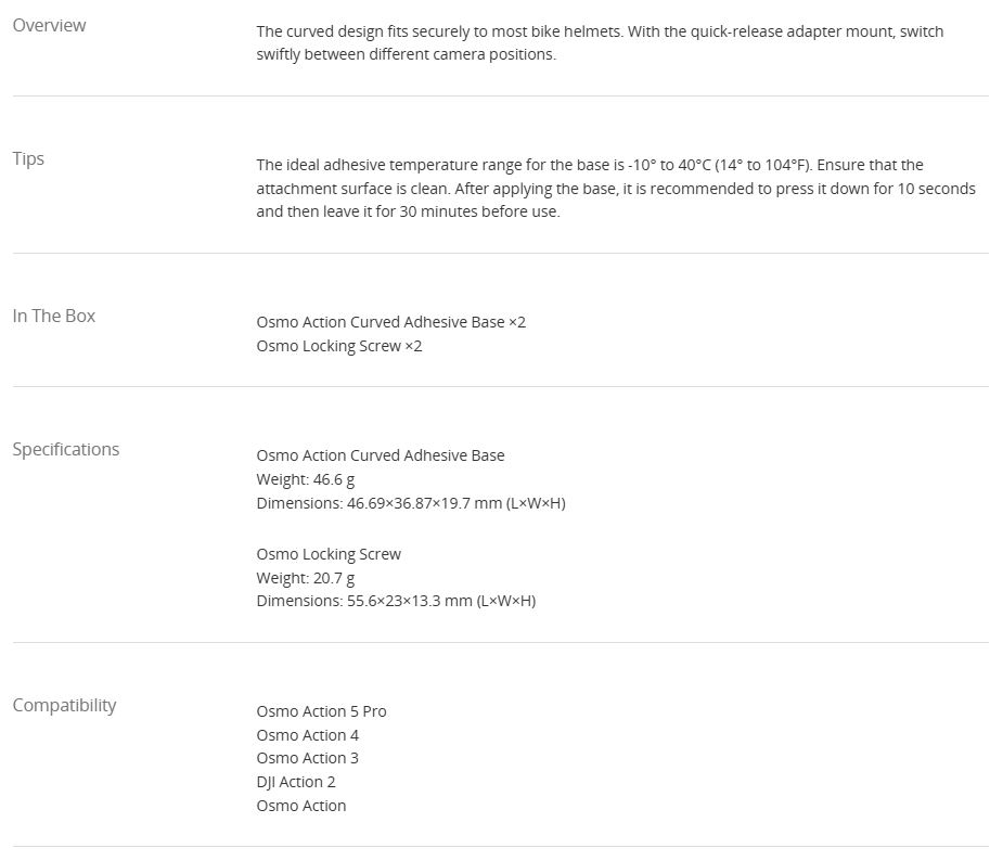Osmo Action Curved Adhesive Base Kit
