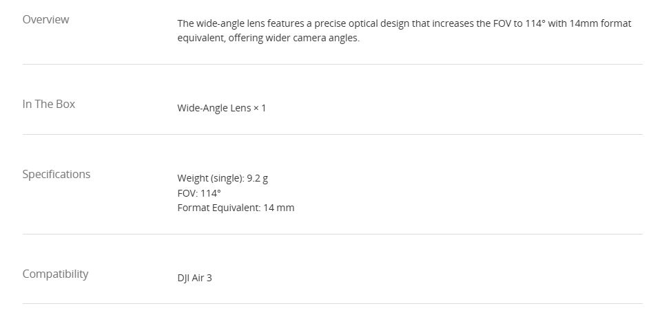 DJI Air 3 Wide-Angle Lens
