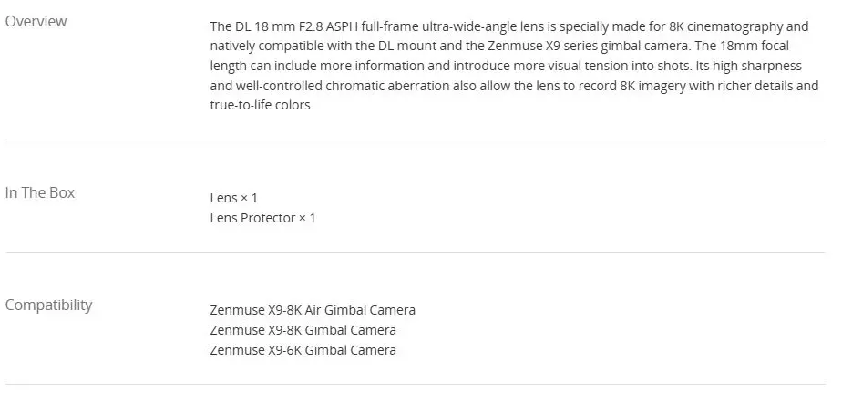 DJI DL 18 mm F2.8 ASPH Lens
