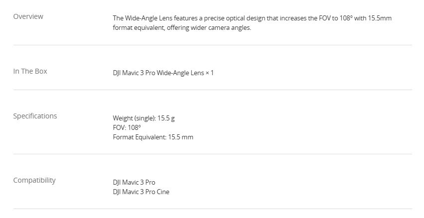 DJI Mavic 3 Pro Wide-Angle Lens
