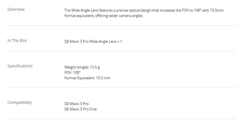 DJI Mavic 3 Pro Wide-Angle Lens
