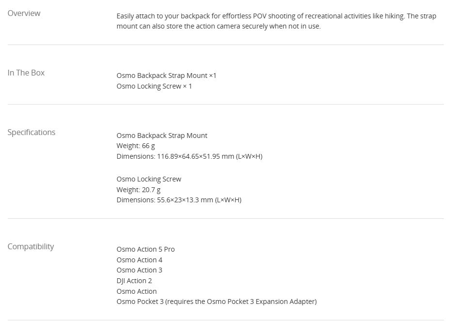 Osmo Backpack Strap Mount