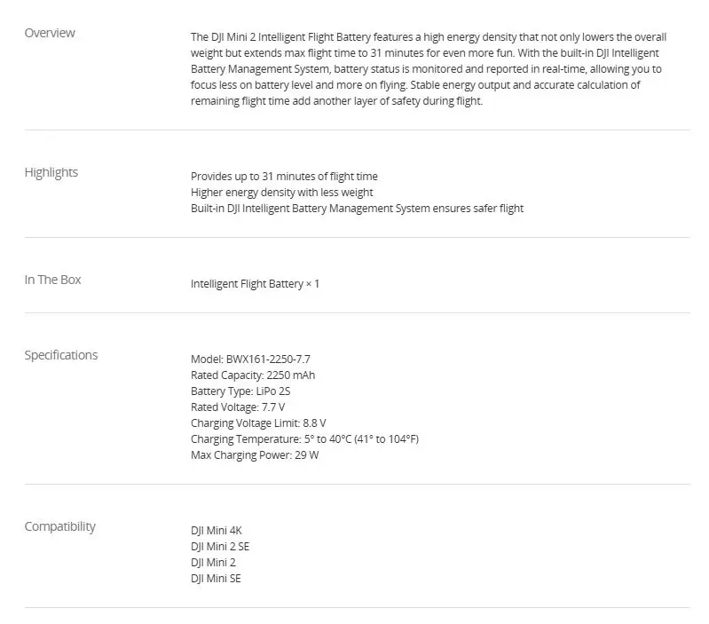 DJI Mini 2 Intelligent Flight Battery